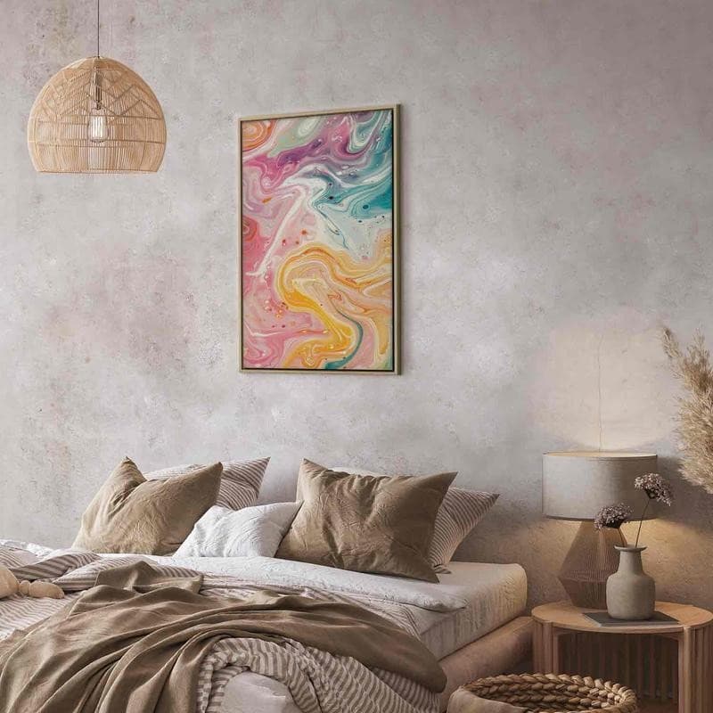 Quadro - Colorful Chaos - Dynamic Shapes in Shades of Pink Yellow and Blue in Poster e stampe Collezione Casa - Trebisacce, commercioVirtuoso.it