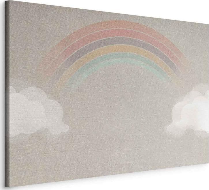 Quadro - Rainy June - Colorful Rainbow Emerging from Clouds on a Bright Background in Poster e stampe Collezione Casa - Trebisacce, commercioVirtuoso.it