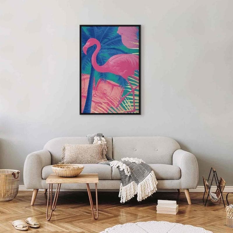 Quadro - Pink Flamingo - Abstract Flamingo Against Palms and Ice Cubes in Poster e stampe Collezione Casa - Trebisacce, commercioVirtuoso.it