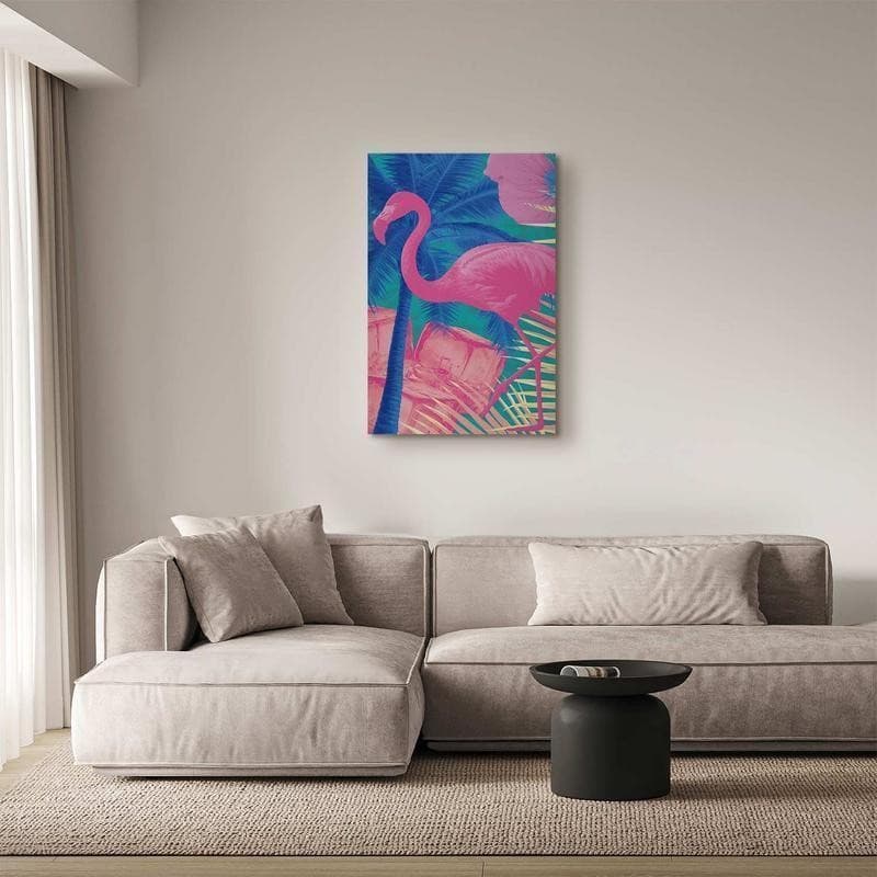 Quadro - Pink Flamingo - Abstract Flamingo Against Palms and Ice Cubes in Poster e stampe Collezione Casa - Trebisacce, commercioVirtuoso.it