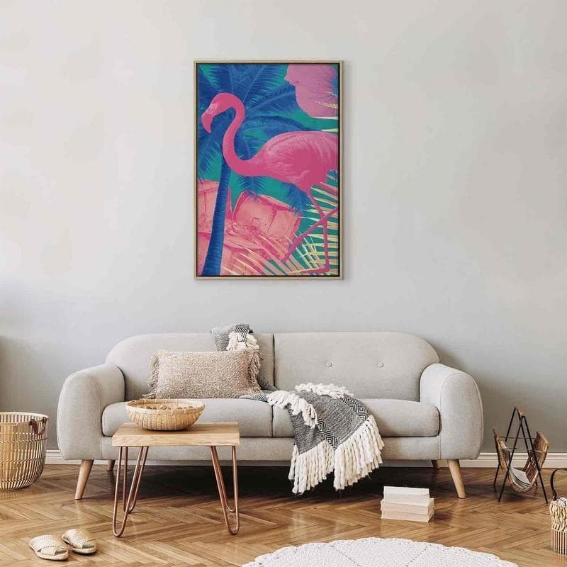 Quadro - Pink Flamingo - Abstract Flamingo Against Palms and Ice Cubes in Poster e stampe Collezione Casa - Trebisacce, commercioVirtuoso.it