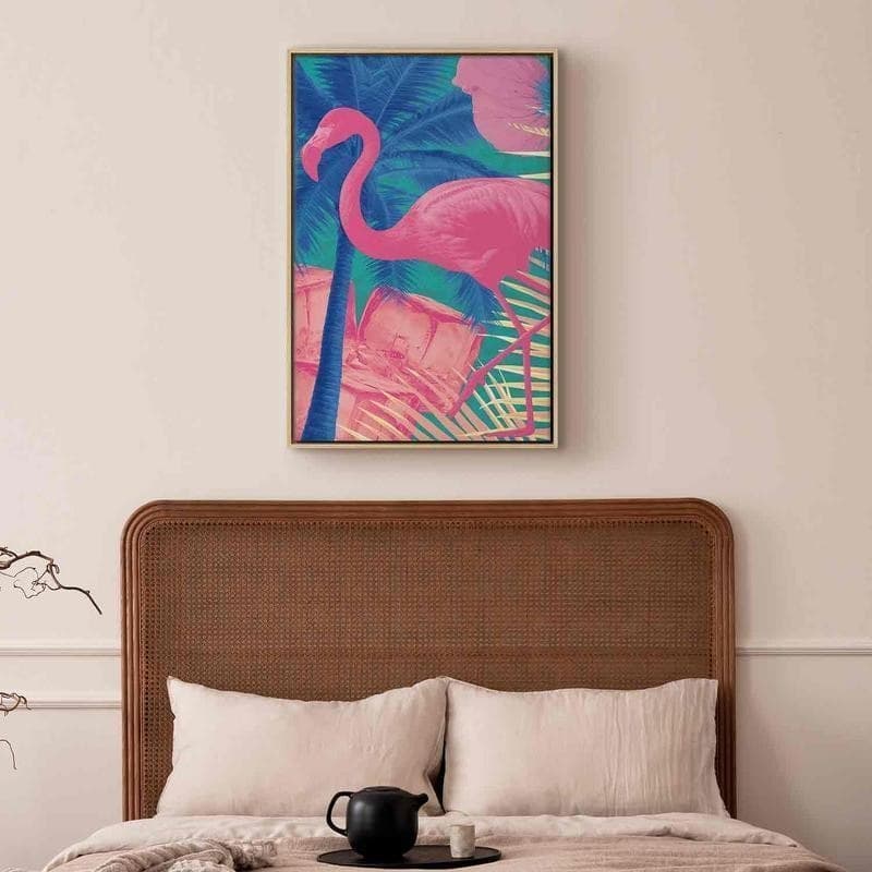Quadro - Pink Flamingo - Abstract Flamingo Against Palms and Ice Cubes in Poster e stampe Collezione Casa - Trebisacce, commercioVirtuoso.it