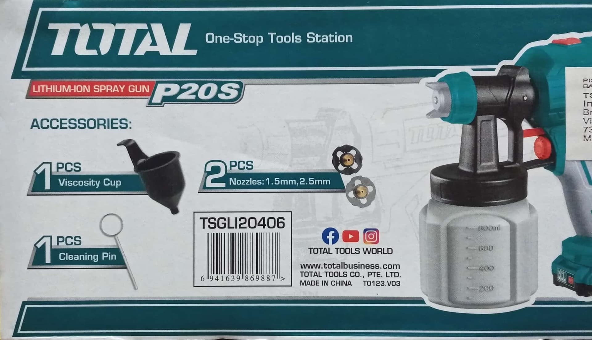 Total pistola a spruzzo per vernici 20V con una batteria da 2Ah e caricabatteria in Spruzzatori di vernice Aloiserw.com - Altomonte, commercioVirtuoso.it