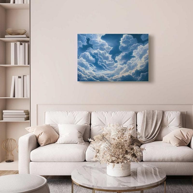 Quadro - Blue Sky Breaking Through White Fluffy Clouds in Poster e stampe Collezione Casa - Trebisacce, commercioVirtuoso.it