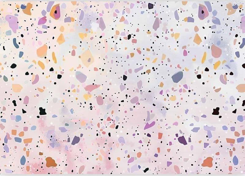 Carta da parati - Terrazzo in Confetti Style Violet-Pink Colorful Pattern in Carta da parati Collezione Casa - Trebisacce, commercioVirtuoso.it
