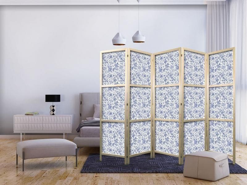 Paravento giapponese Fiori blu stile vintage 5 ante in Paraventi Collezione Casa - Trebisacce, commercioVirtuoso.it
