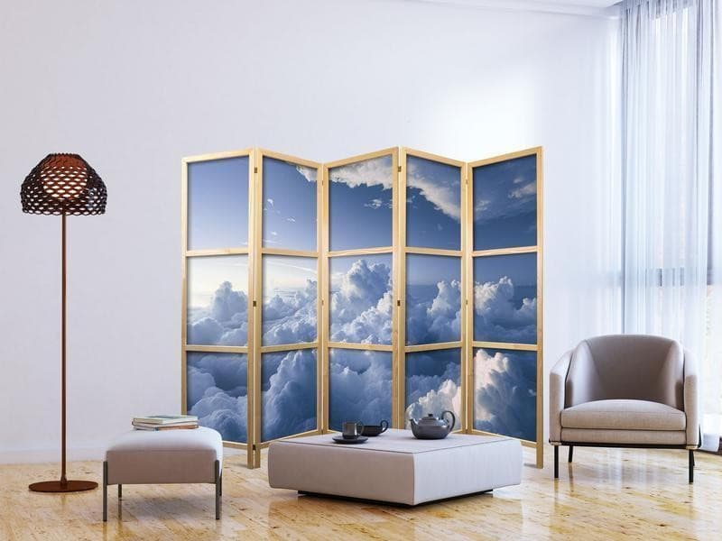 Paravento giapponese - Aerial Landscapes: Rays Illuminating Fluffy Cloud Formations in Paraventi Collezione Casa - Trebisacce, commercioVirtuoso.it