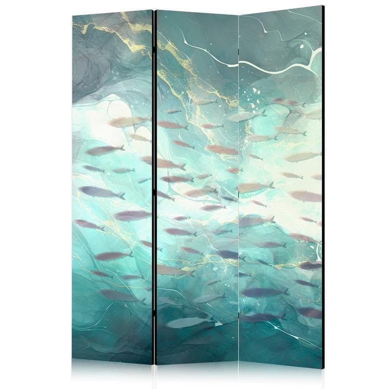 Paravento - Escaping Fish - Very Fast Swimming Fishes in Muted Colors Among Sea Depths in Statuine Collezione Casa - Trebisacce, commercioVirtuoso.it