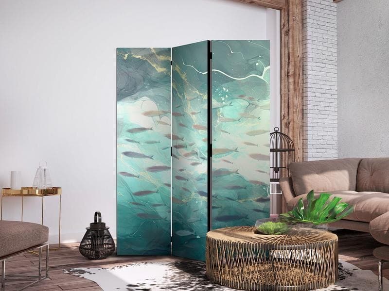 Paravento - Escaping Fish - Very Fast Swimming Fishes in Muted Colors Among Sea Depths in Statuine Collezione Casa - Trebisacce, commercioVirtuoso.it
