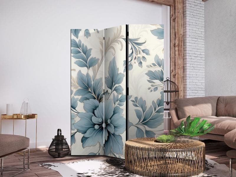 Paravento - Turquoise Flowers in Retro Vibe Floral Ornaments in Fiori artificiali Collezione Casa - Trebisacce, commercioVirtuoso.it
