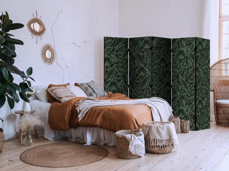 Paravento - Dense Vegetation - Botanical Patterns in Illustrative Style Green in Paraventi Collezione Casa - Trebisacce, commercioVirtuoso.it