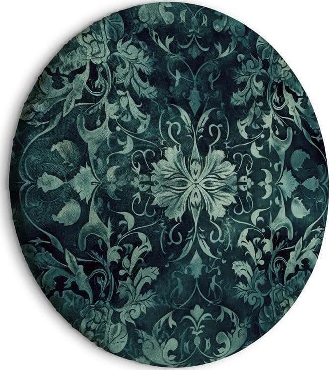 Quadro rotondo - Oriental Pattern Carpet: Emerald Ornaments and Worn Patterns
