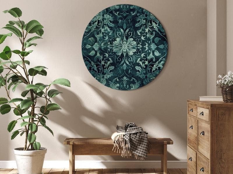 Quadro rotondo - Oriental Pattern Carpet: Emerald Ornaments and Worn Patterns in Tappeti Collezione Casa - Trebisacce, commercioVirtuoso.it