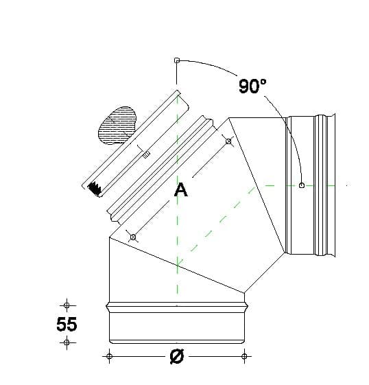 Curva da 300mm gomito MF con ispezione a tappo da in acciaio inox AISI 304 in Tubi di scarico Aloiserw.com - Altomonte, commercioVirtuoso.it