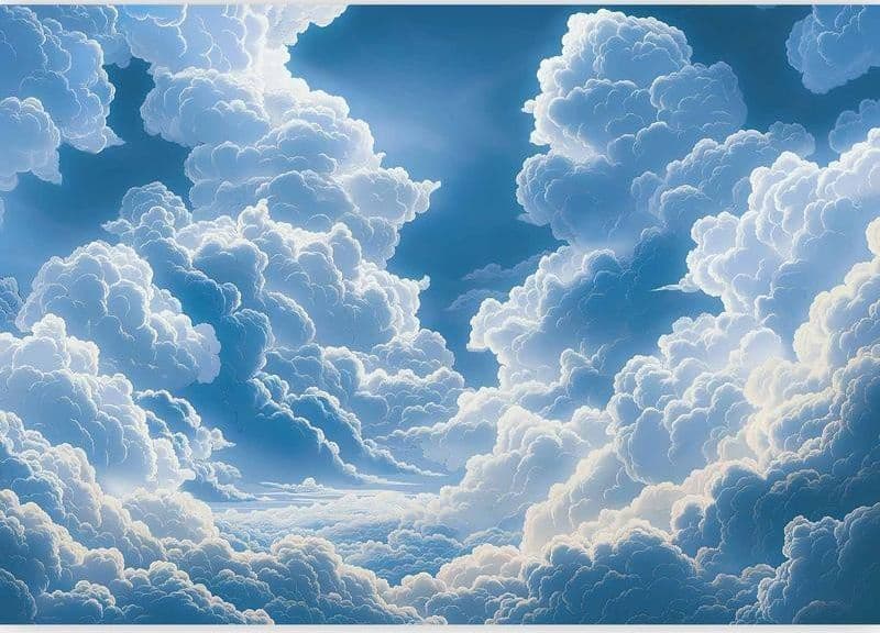 Carta da parati - Blue Sky Breaking Through White Fluffy Clouds in Carta da parati Collezione Casa - Trebisacce, commercioVirtuoso.it