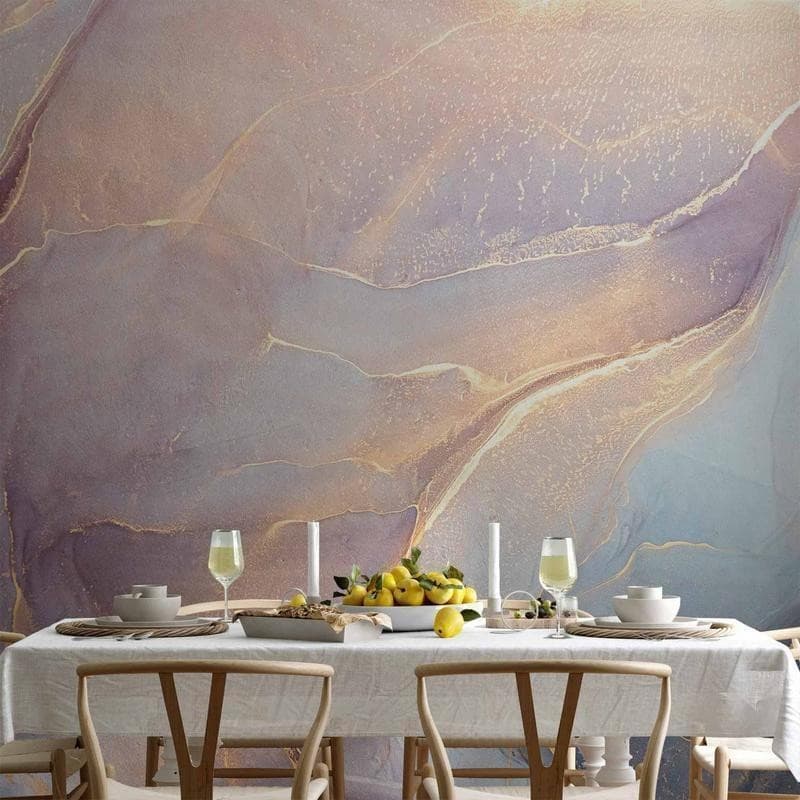 Carta da parati - Pink and Blue Marble - Abstract Watercolour With Gold Accent in Carta da parati Collezione Casa - Trebisacce, commercioVirtuoso.it