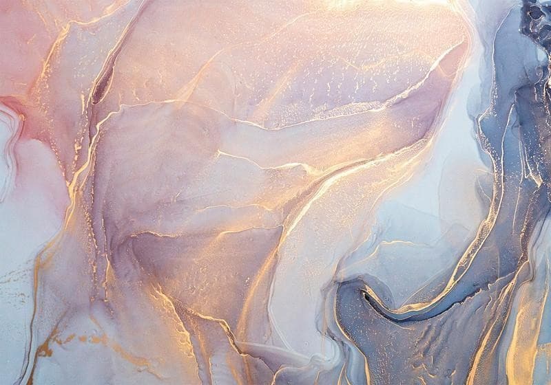 Carta da parati - Pink and Blue Marble - Abstract Watercolour With Gold Accent in Carta da parati Collezione Casa - Trebisacce, commercioVirtuoso.it