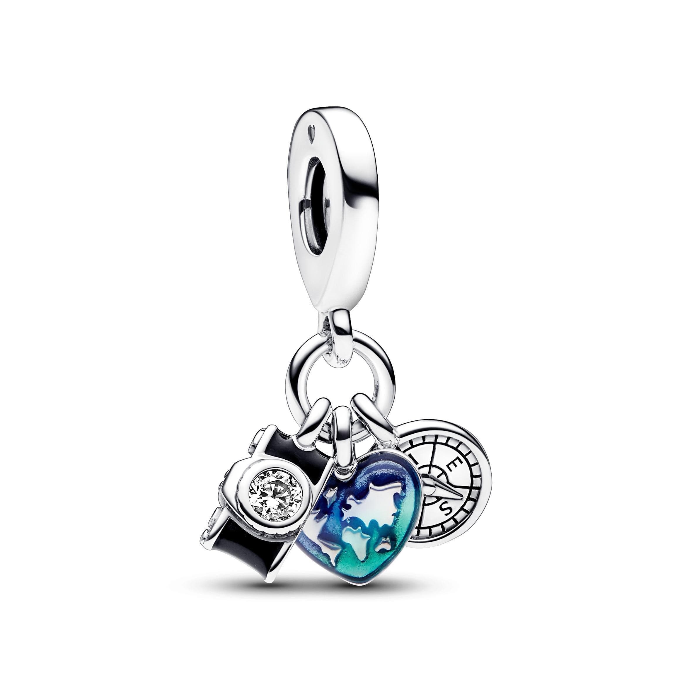 Pandora - Charm Pendente Fotocamera, Cuore e Bussola