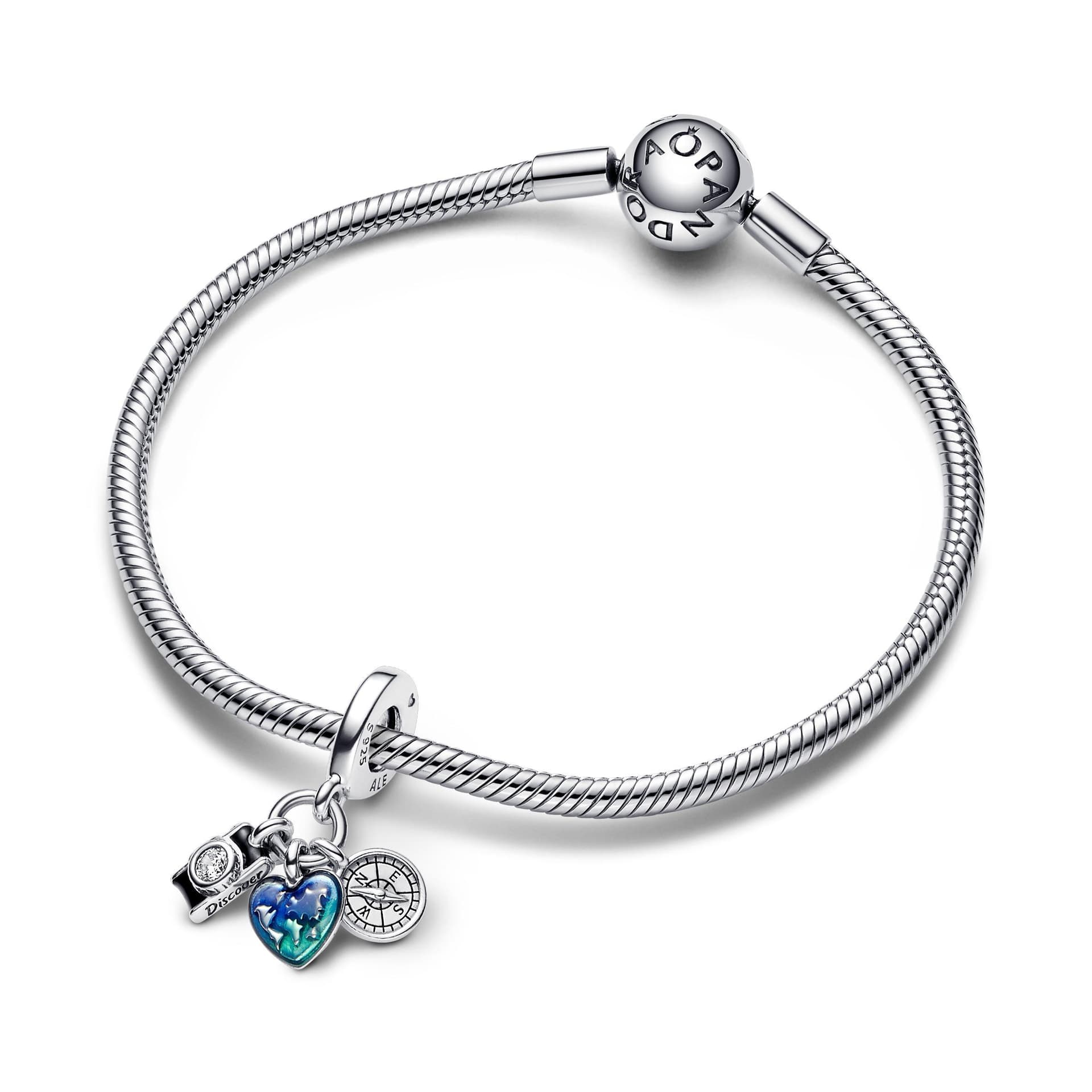 Pandora - Charm Pendente Fotocamera, Cuore e Bussola in Bead Charm Alba Gioielli - Casoria, commercioVirtuoso.it