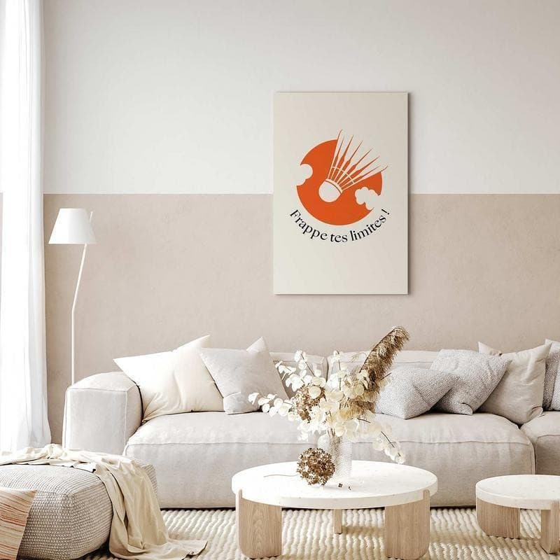 Quadro - Badminton Shuttlecock on an Orange Circle Background in Poster e stampe Collezione Casa - Trebisacce, commercioVirtuoso.it