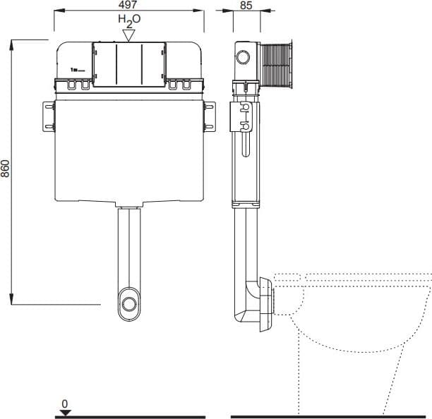 Schwab UP 199 cassetta da incasso per wc con scarico a pavimento installazione in pareti di muratura in Serbatoi igienici Aloiserw.com - Altomonte, commercioVirtuoso.it