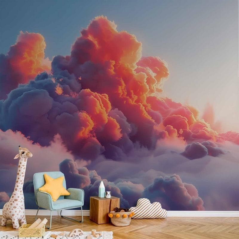 Carta da parati - Twilight Spectacle: Clouds in Shades of Pink and Violet in Carta da parati Collezione Casa - Trebisacce, commercioVirtuoso.it