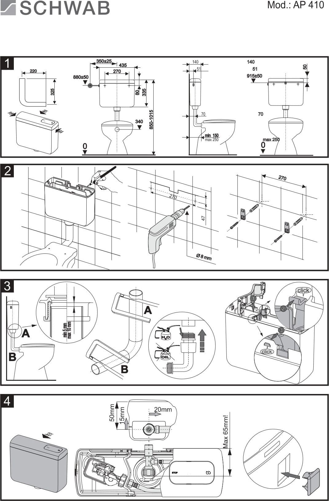 Schwab cassetta IRIS PS MONO per wc per installazione a parete posizione bassa s/rubinetto in Serbatoi igienici Aloiserw.com - Altomonte, commercioVirtuoso.it