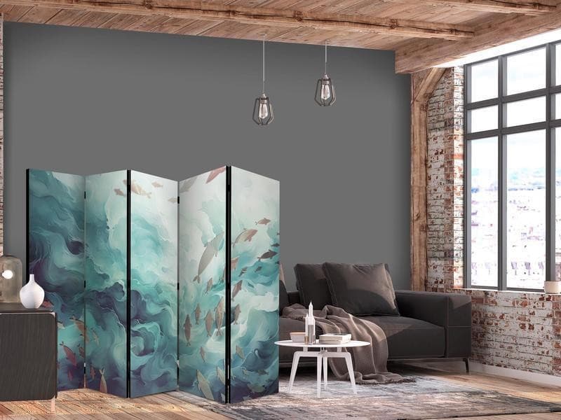 Paravento - Three Schools of Fish - Fish in Muted Colors Swimming in Groups in Oceanic Depths in Schermi divisori e protettivi per giardino Collezione Casa - Trebisacce, commercioVirtuoso.it