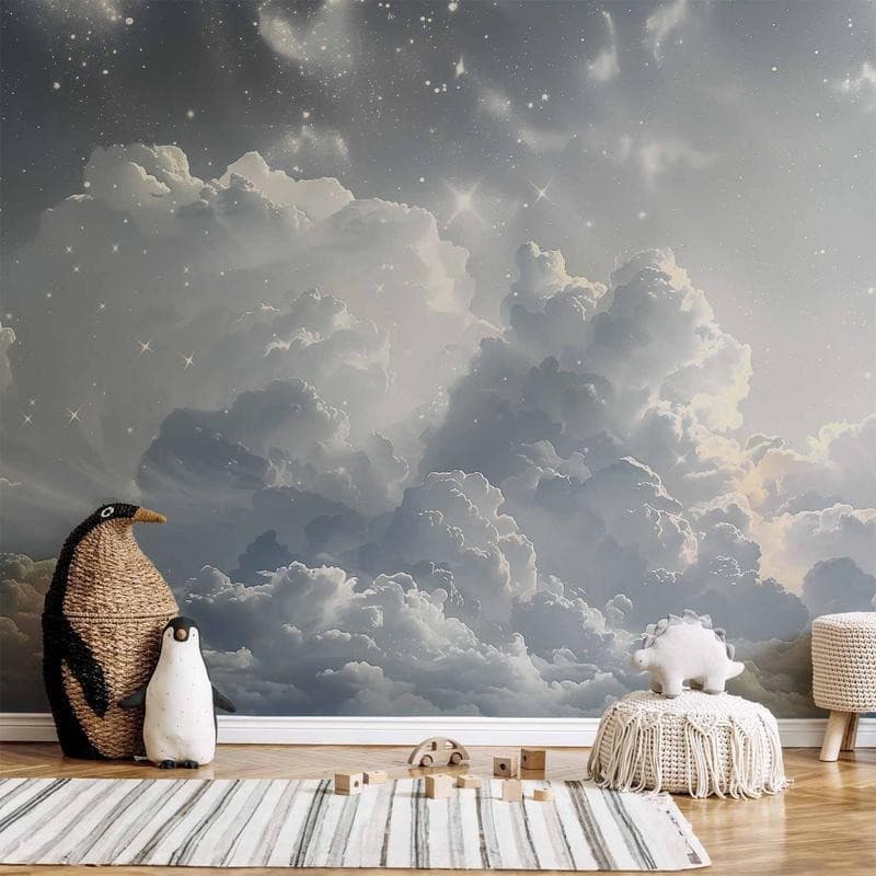 Carta da parati - Astral Calm: Stars Scattered Over Delicate Clouds in Carta da parati Collezione Casa - Trebisacce, commercioVirtuoso.it