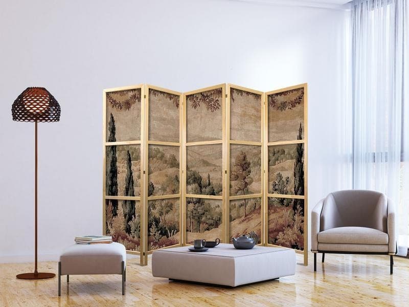 Paravento giapponese - Landscape with Cypresses - Old Tapestry with Mediterranean Vegetation in Paraventi Collezione Casa - Trebisacce, commercioVirtuoso.it