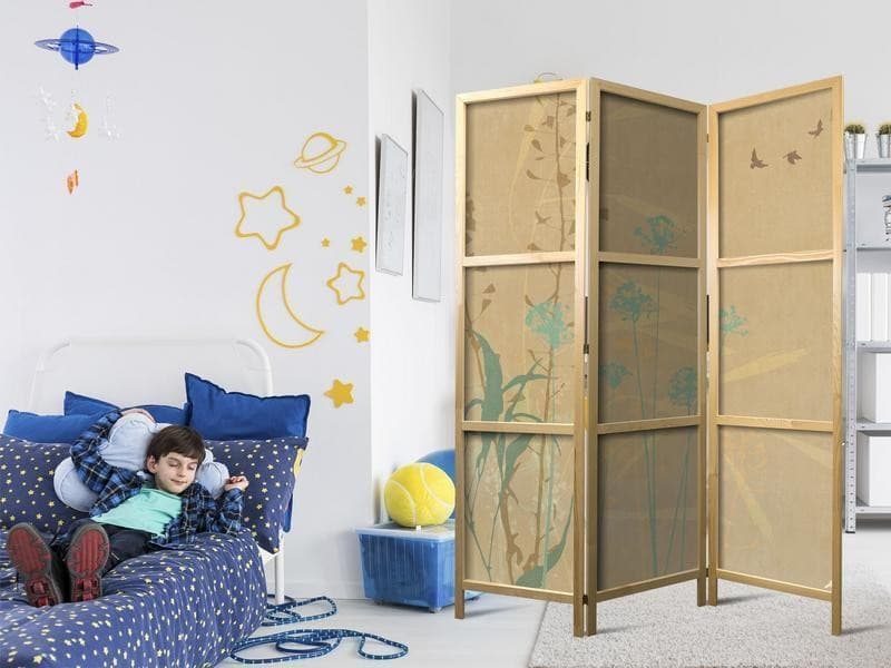 Paravento giapponese - Tiny Bird - Colorful grasses in golden shades of sunset in Paraventi Collezione Casa - Trebisacce, commercioVirtuoso.it