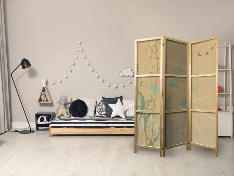 Paravento giapponese - Tiny Bird - Colorful grasses in golden shades of sunset in Paraventi Collezione Casa - Trebisacce, commercioVirtuoso.it