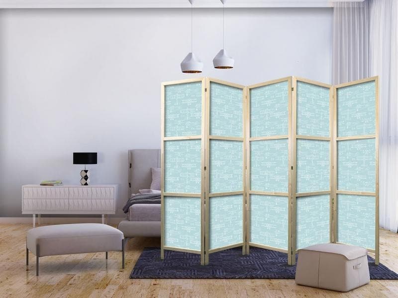 Paravento giapponese - Sketch - Outline of an Airplane in White on a Turquoise Background in Paraventi Collezione Casa - Trebisacce, commercioVirtuoso.it
