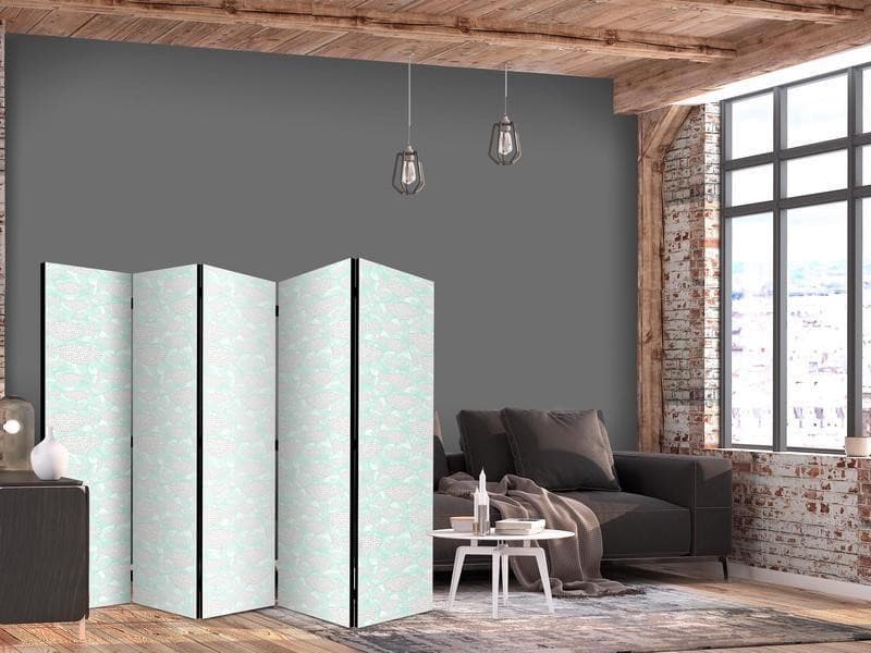 Paravento - Minimalist Fish - Fishes With Grey Dots Against a Crystal Sheet of Water in Mint Green Colors in Paraventi Collezione Casa - Trebisacce, commercioVirtuoso.it