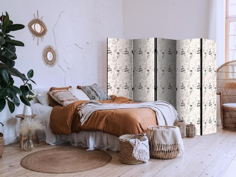 Paravento - Botanical Illustration - Drawing of Flowers and Herbs - Beige Grays in Divisori Collezione Casa - Trebisacce, commercioVirtuoso.it