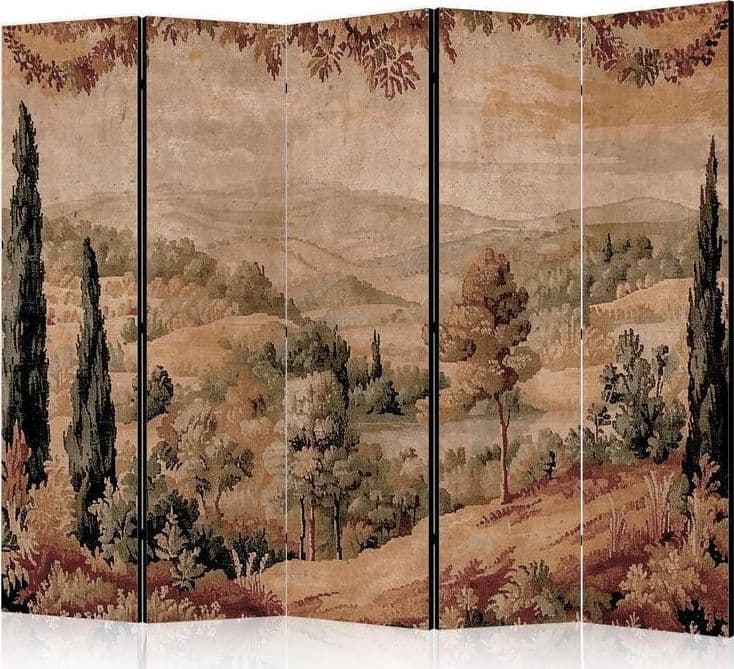 Paravento - Landscape with Cypresses - Old Tapestry with Mediterranean Vegetation
