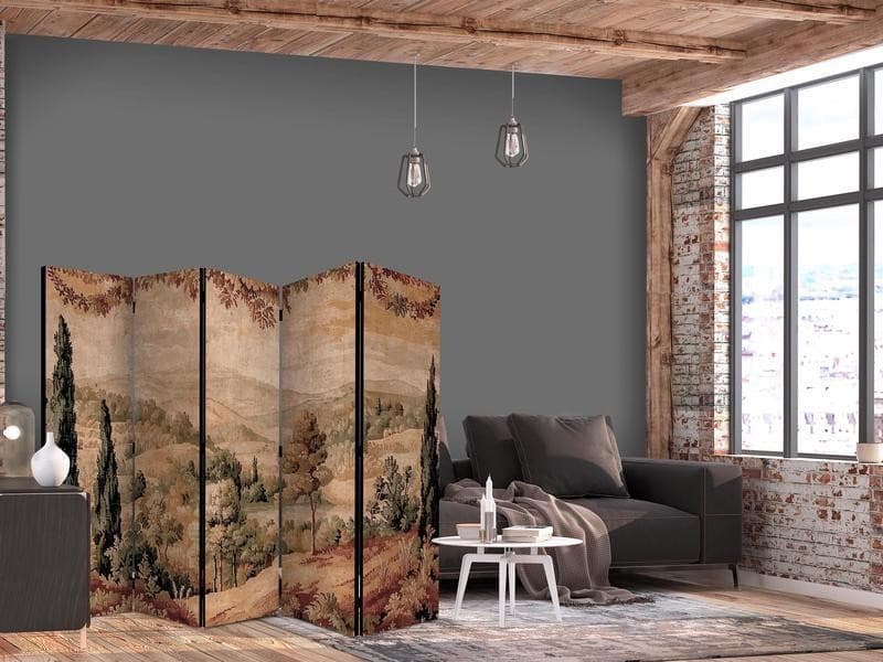 Paravento - Landscape with Cypresses - Old Tapestry with Mediterranean Vegetation in Schermi divisori e protettivi per giardino Collezione Casa - Trebisacce, commercioVirtuoso.it