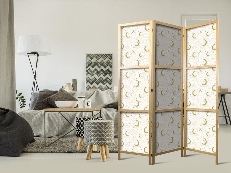 Paravento giapponese - Moonlit Nights - Delicate Moons and Clouds in Warm Tones in Paraventi Collezione Casa - Trebisacce, commercioVirtuoso.it