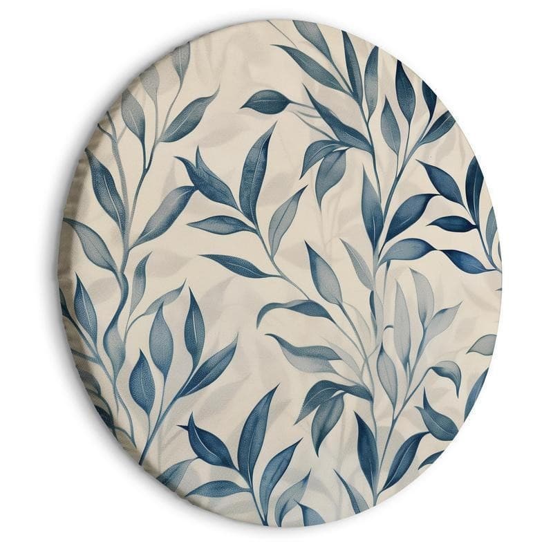 Quadro rotondo Delicate foglie blu