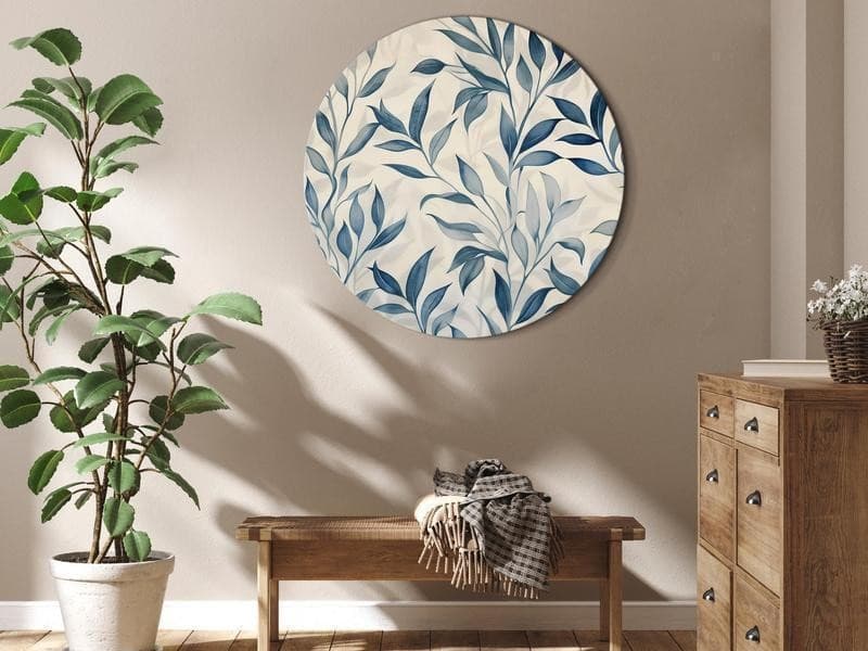 Quadro rotondo Delicate foglie blu in Poster e stampe Collezione Casa - Trebisacce, commercioVirtuoso.it