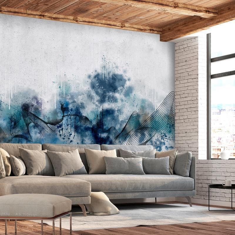 Carta da parati - Abstract wave - minimalist composition with blue pattern in Carta da parati Collezione Casa - Trebisacce, commercioVirtuoso.it