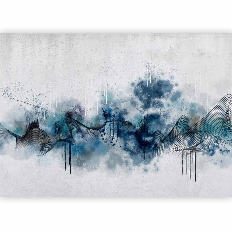 Carta da parati - Abstract wave - minimalist composition with blue pattern in Carta da parati Collezione Casa - Trebisacce, commercioVirtuoso.it