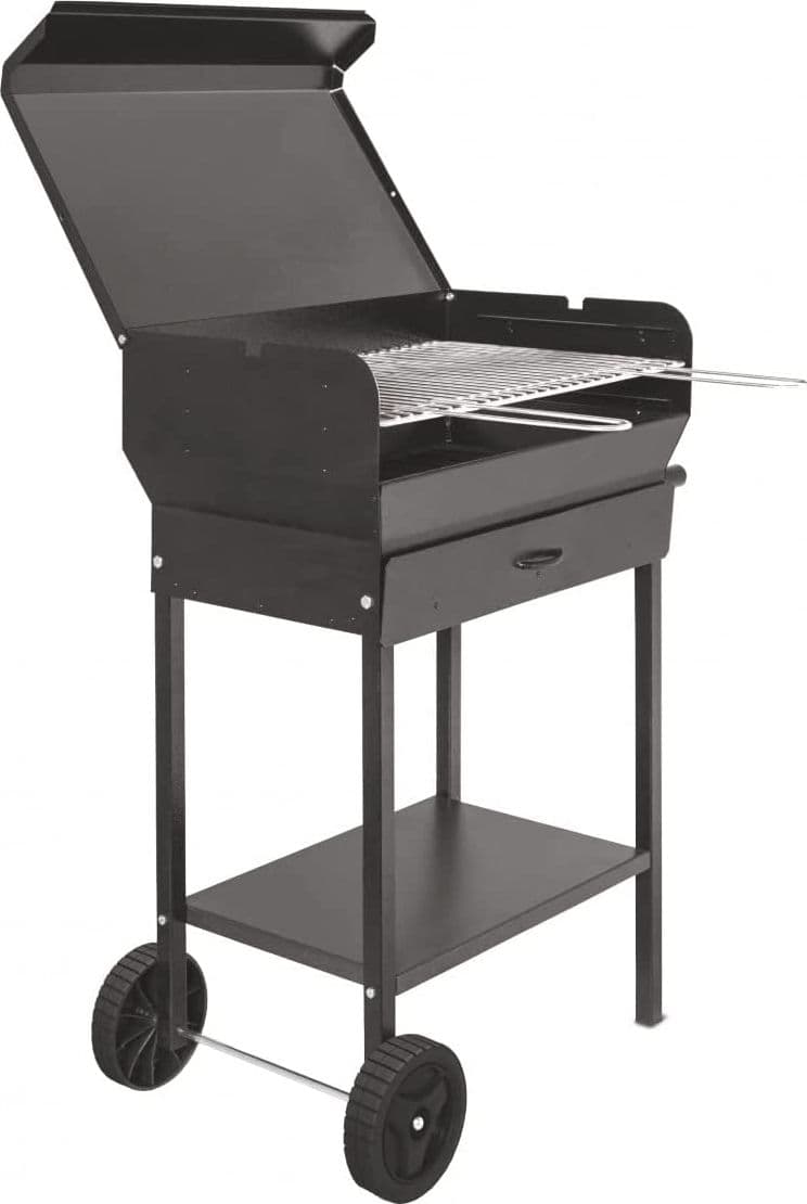 BARBECUE RETTANGOLARE A CARBONELLA "DORIANO" CON RUOTE -- griglia cm.47,5x37