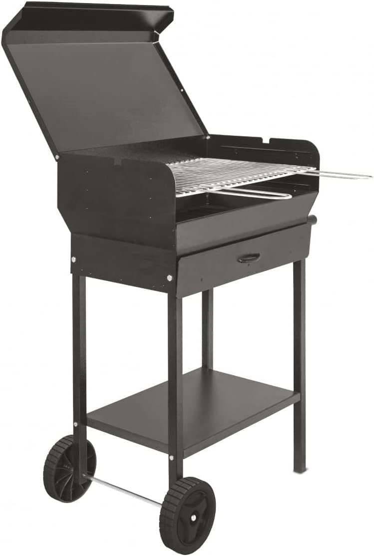 BARBECUE RETTANGOLARE A CARBONELLA "DORIANO" CON RUOTE -- griglia cm.47,5x37 in prodotto EuroStore07 - Alatri, commercioVirtuoso.it