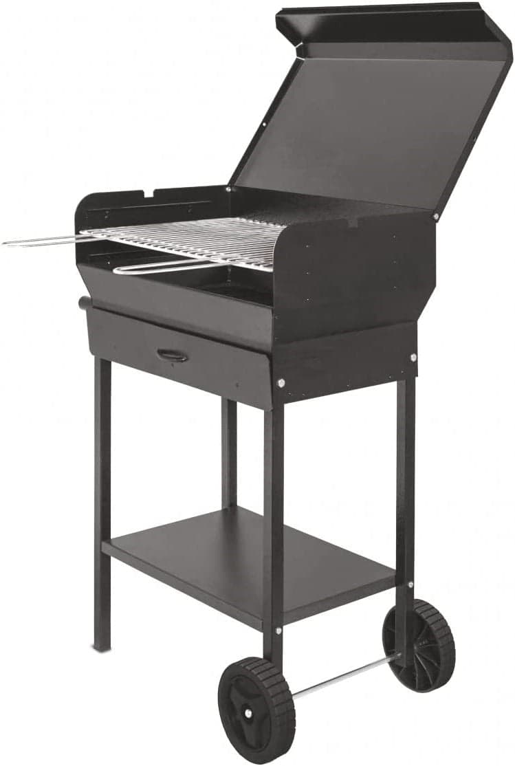 BARBECUE RETTANGOLARE A CARBONELLA "DORIANO" CON RUOTE -- griglia cm.47,5x37 in prodotto EuroStore07 - Alatri, commercioVirtuoso.it