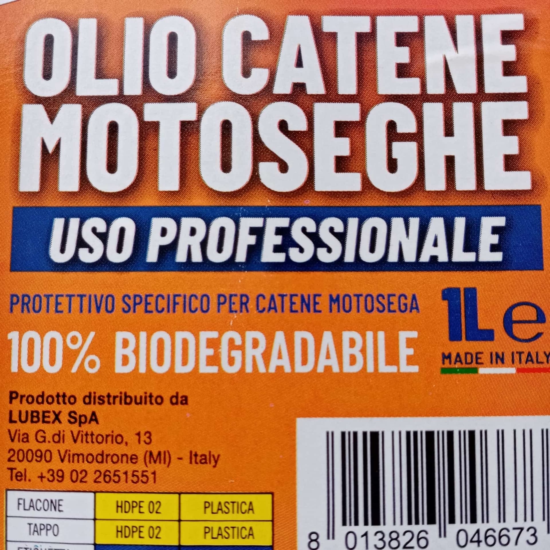 Lubex 1lt olio refrigerante protettivo per catena motosega scoppio ed elettrica in Olio per barre e catene Aloiserw.com - Altomonte, commercioVirtuoso.it
