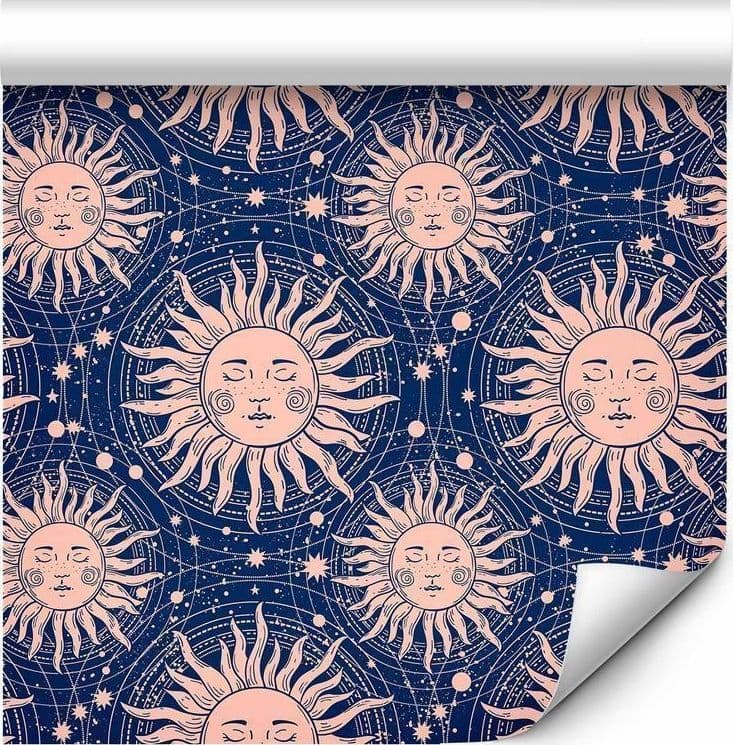 Tappezzeria murale - Sunny Patterns - Repeating sun motif on a navy background in Carta da parati Collezione Casa - Trebisacce, commercioVirtuoso.it