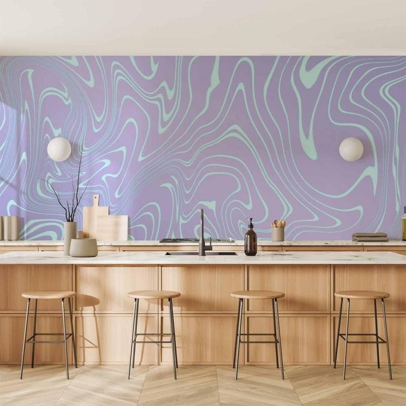 Carta da parati - Sea Abstraction - Intriguing Composition of Wavy Shapes in Shades of Blue in Carta da parati Collezione Casa - Trebisacce, commercioVirtuoso.it
