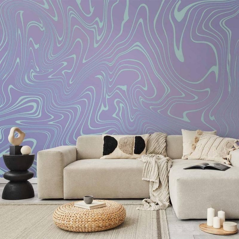 Carta da parati - Sea Abstraction - Intriguing Composition of Wavy Shapes in Shades of Blue in Carta da parati Collezione Casa - Trebisacce, commercioVirtuoso.it