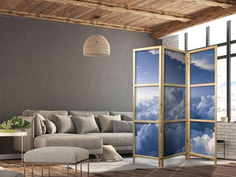 Paravento giapponese - Aerial Landscapes: Rays Illuminating Fluffy Cloud Formations in Paraventi Collezione Casa - Trebisacce, commercioVirtuoso.it
